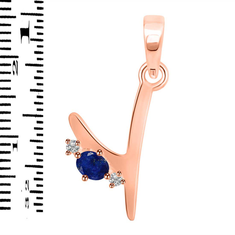 Lapis & White Topaz Alphabet Y Pendant LLP-RDA-25.