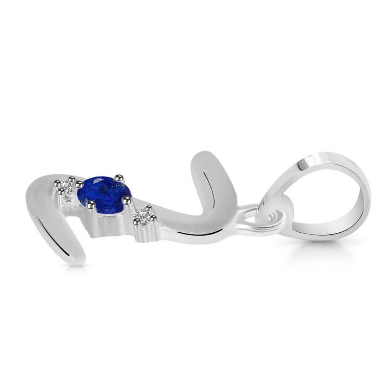 Lapis & White Topaz Alphabet Z Pendant