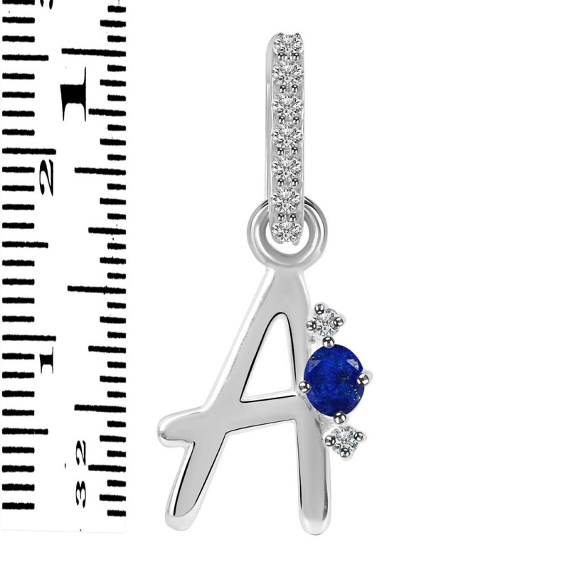 Lapis & White Topaz Alphabet A Pendant LLP-RDA-27.