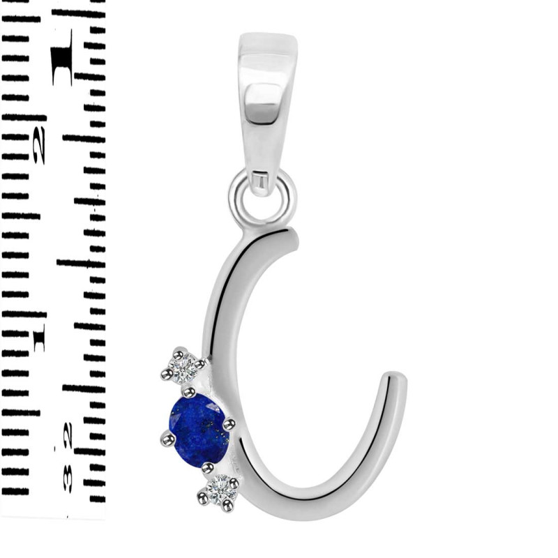 Lapis & White Topaz Alphabet C Pendant LLP-RDA-3.