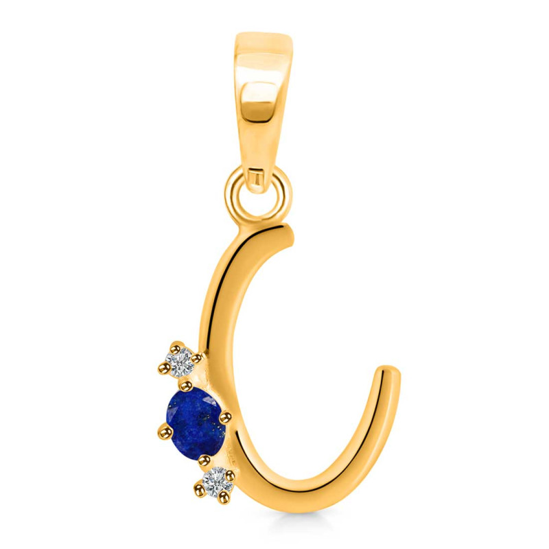 Lapis & White Topaz Alphabet C Pendant LLP-RDA-3.