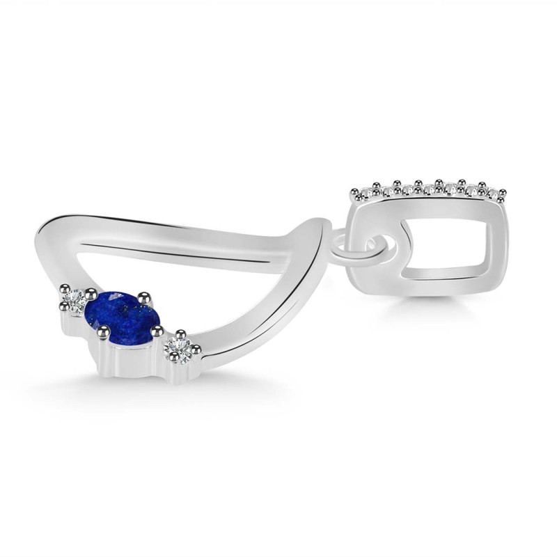 Lapis & White Topaz Alphabet D Pendant