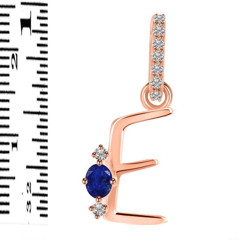 Lapis & White Topaz Alphabet E Pendant LLP-RDA-31.