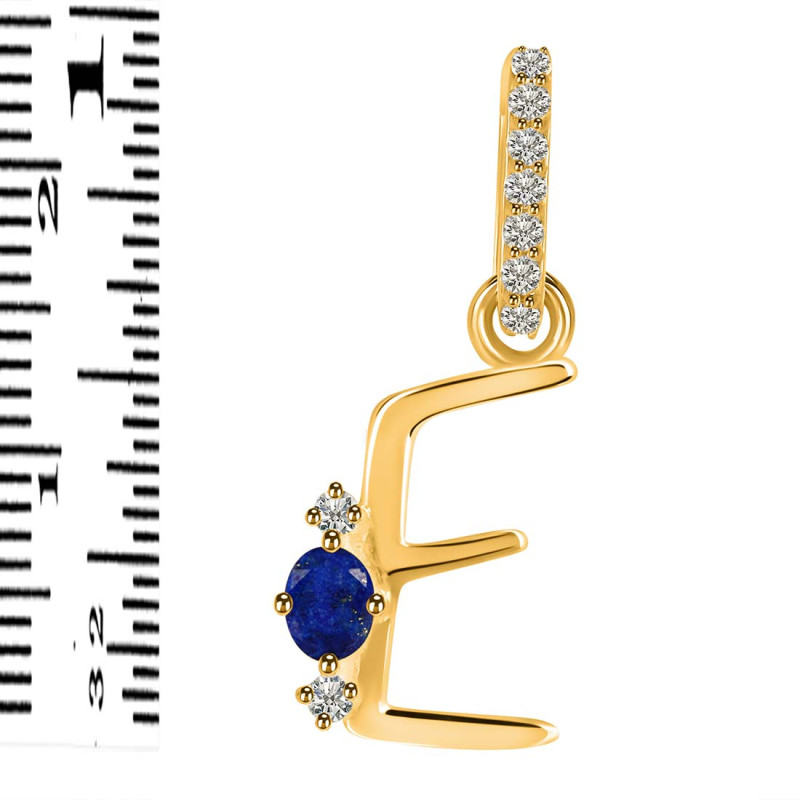 Lapis & White Topaz Alphabet E Pendant LLP-RDA-31.