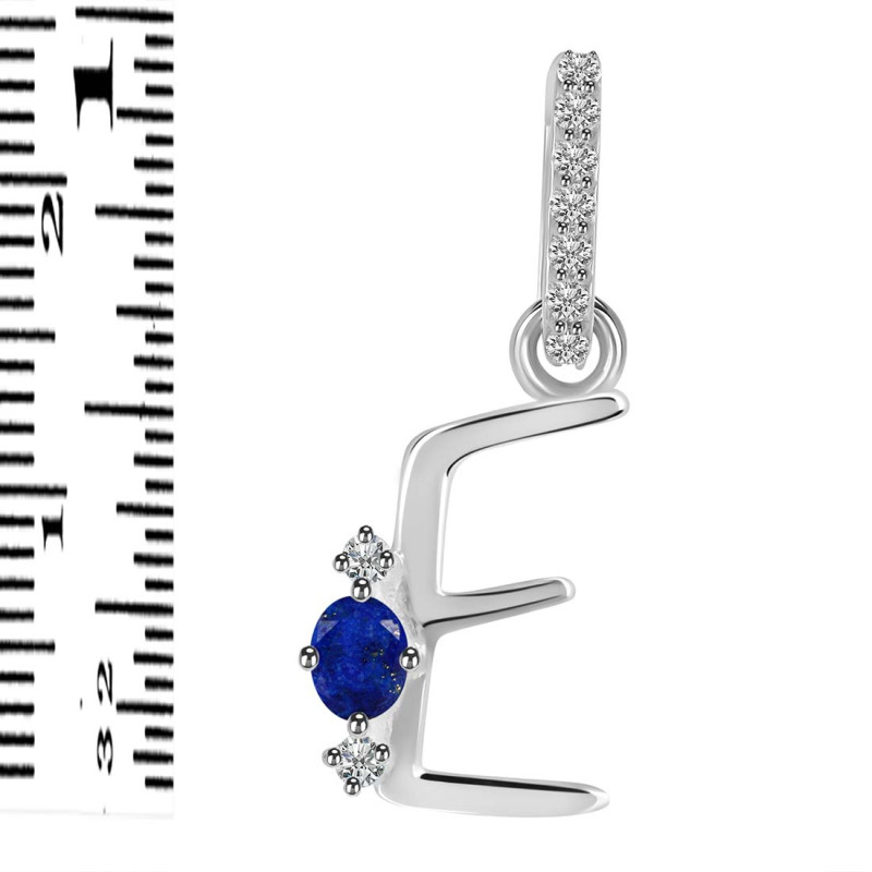 Lapis & White Topaz Alphabet E Pendant LLP-RDA-31.