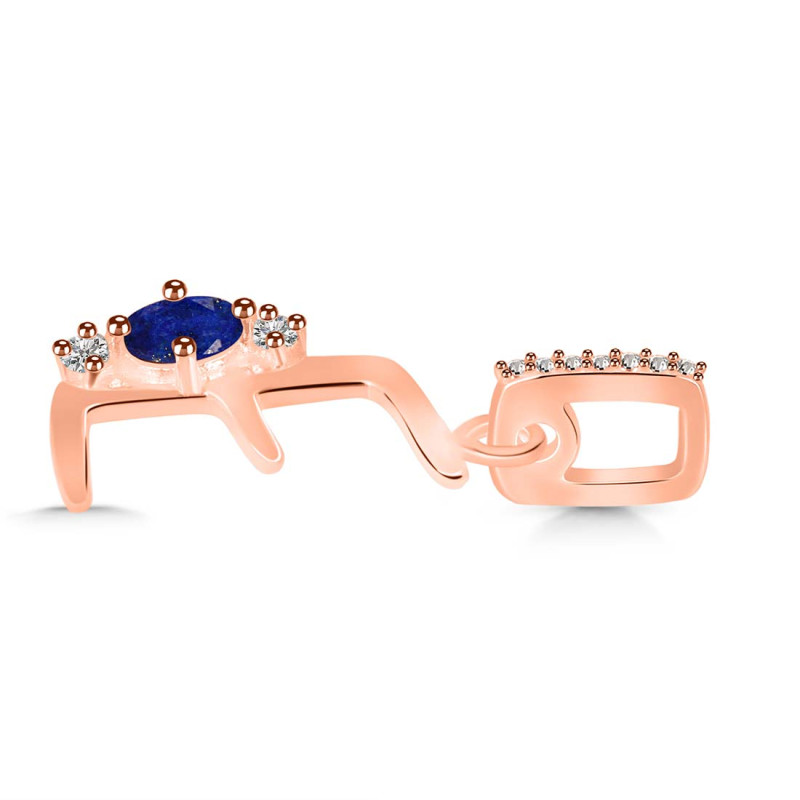 Lapis & White Topaz Alphabet E Pendant LLP-RDA-31.