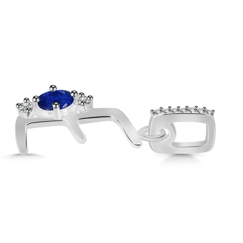 Lapis & White Topaz Alphabet E Pendant