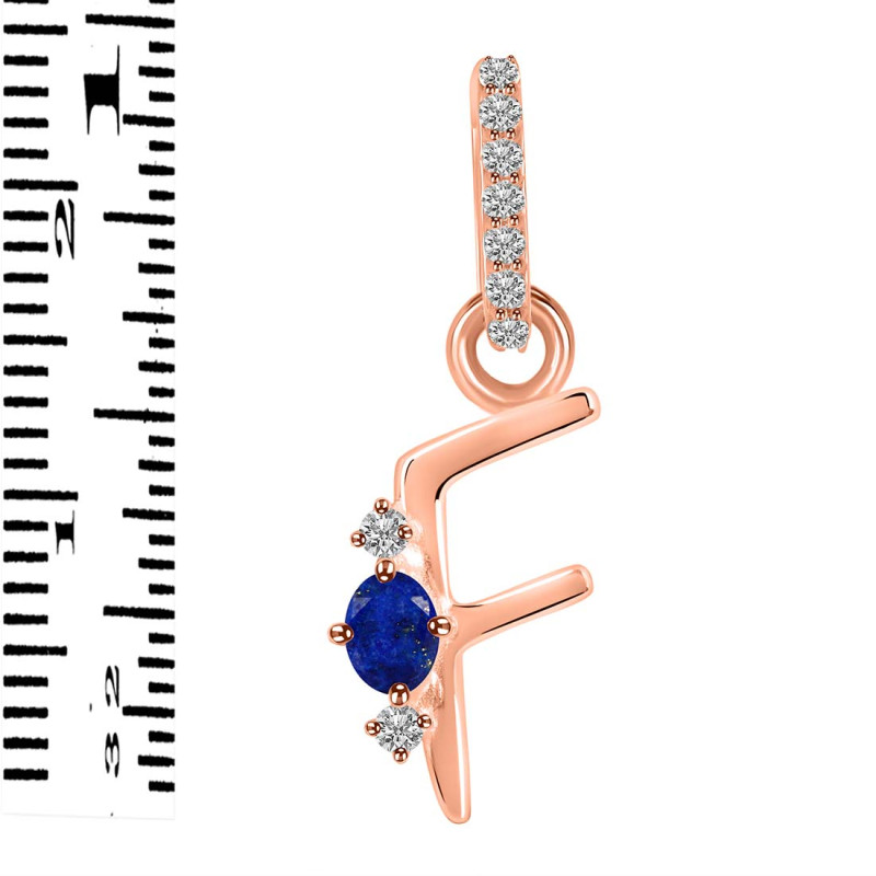 Lapis & White Topaz Alphabet F Pendant LLP-RDA-32.