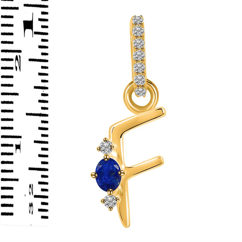 Lapis & White Topaz Alphabet F Pendant LLP-RDA-32.
