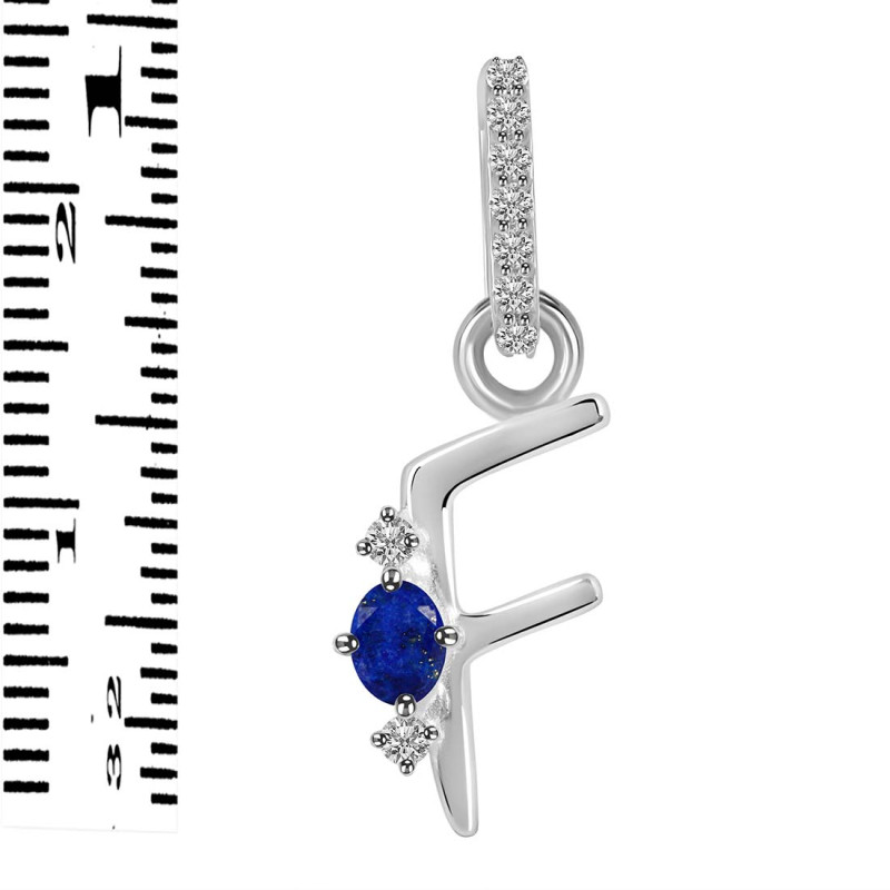 Lapis & White Topaz Alphabet F Pendant LLP-RDA-32.