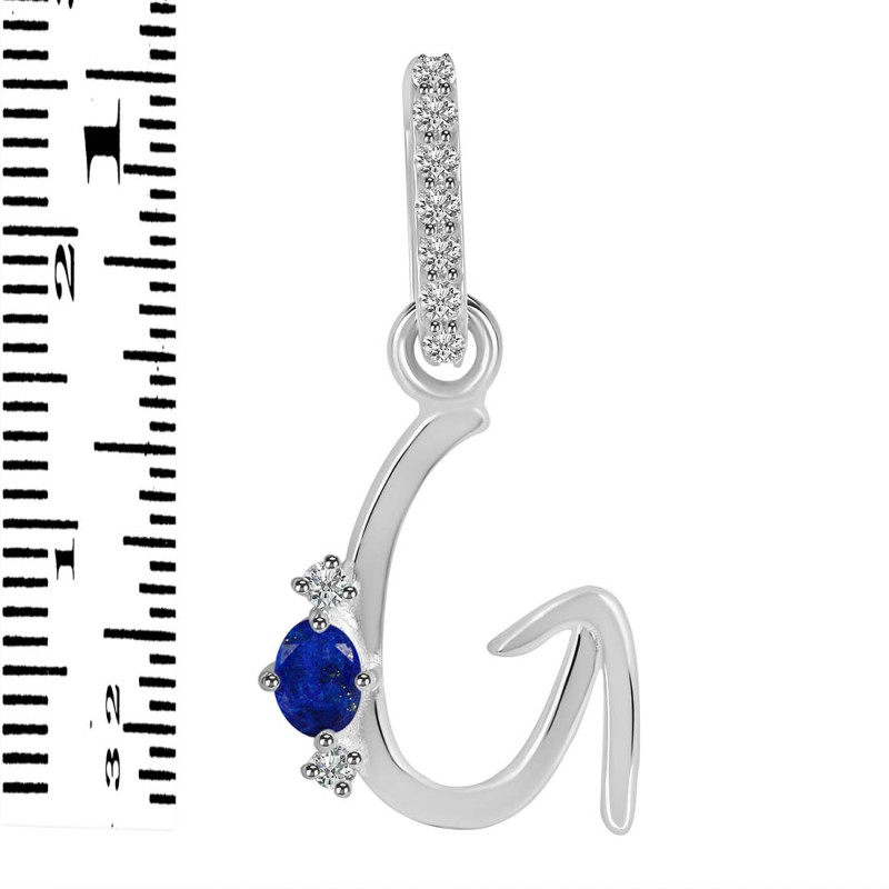 Lapis & White Topaz Alphabet G Pendant LLP-RDA-33.