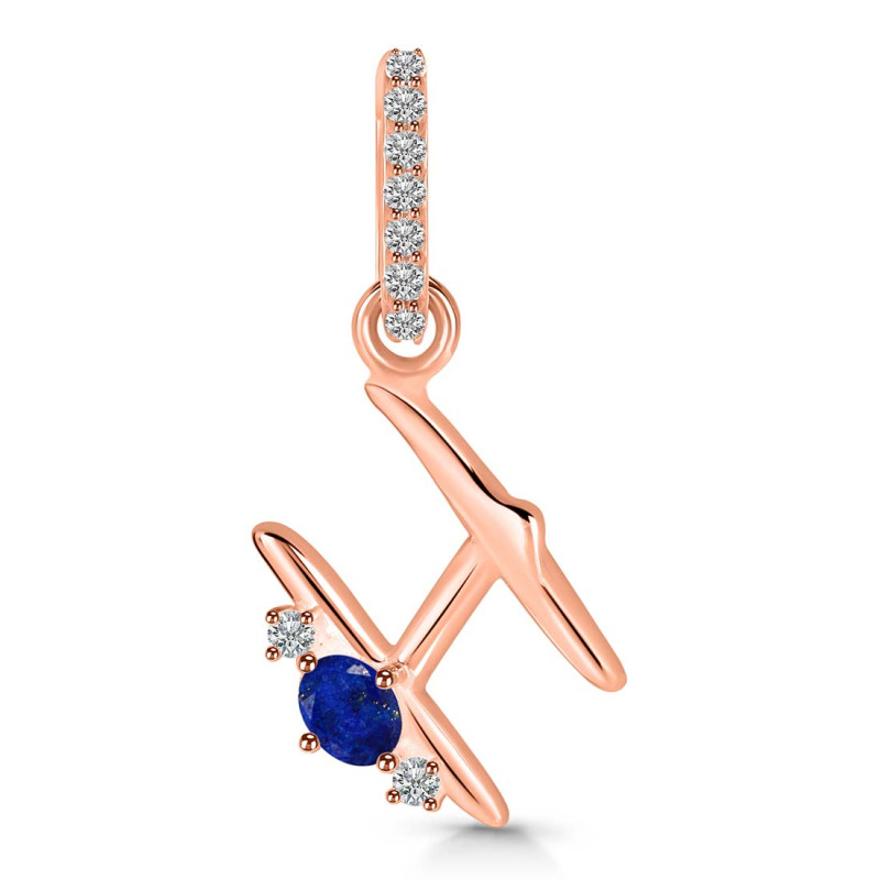 Lapis & White Topaz Alphabet H Pendant LLP-RDA-34.