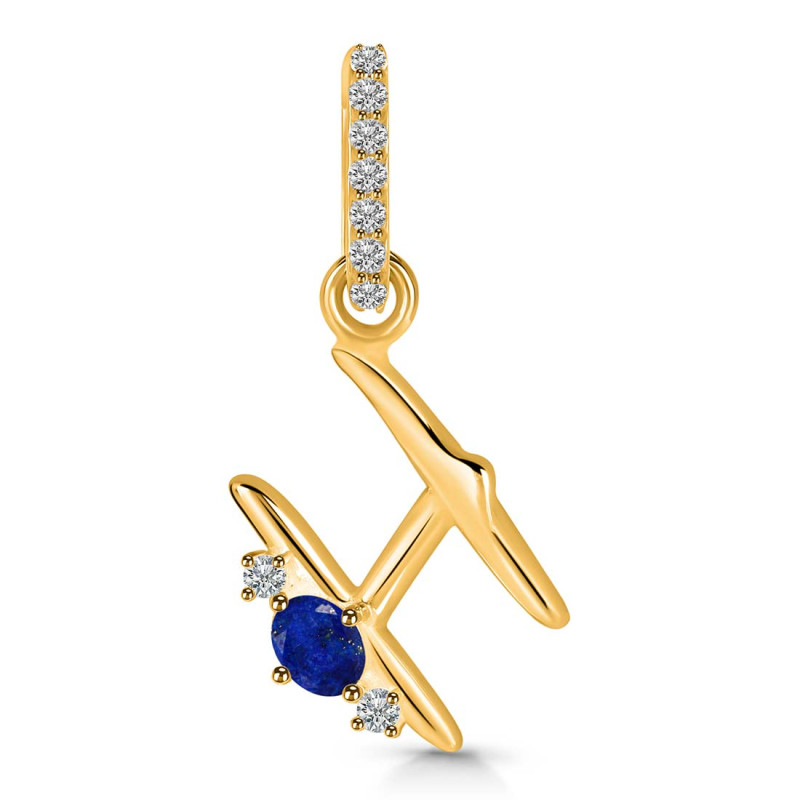 Lapis & White Topaz Alphabet H Pendant LLP-RDA-34.