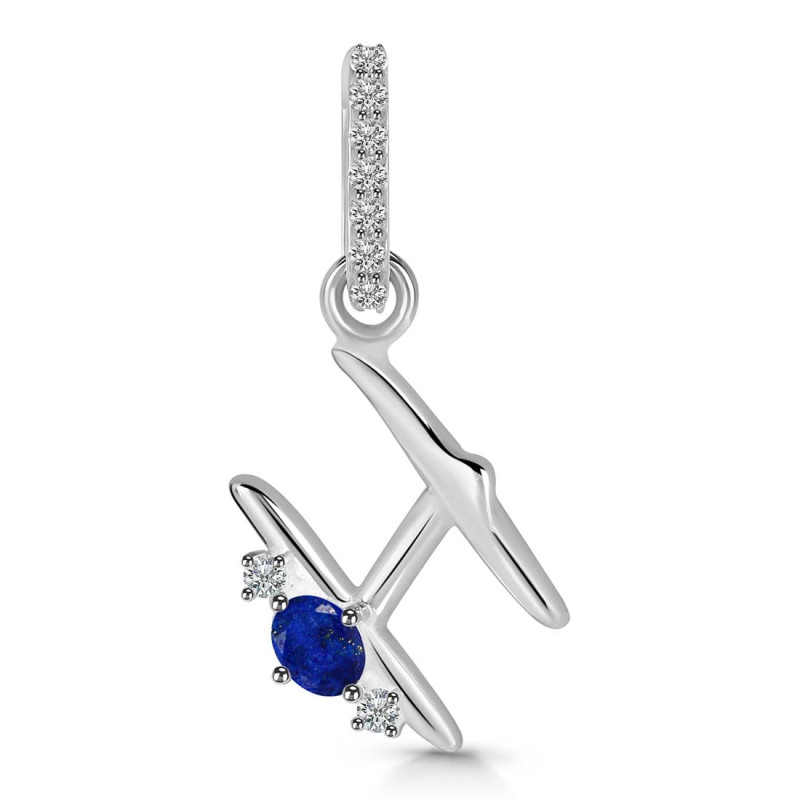 Lapis & White Topaz Alphabet H Pendant LLP-RDA-34.