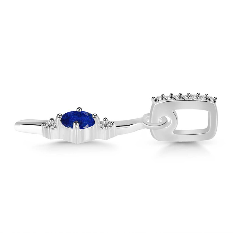 Lapis & White Topaz Alphabet I Pendant