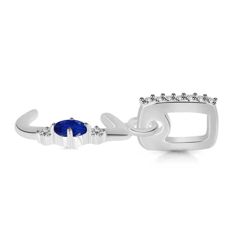 Lapis & White Topaz Alphabet J Pendant