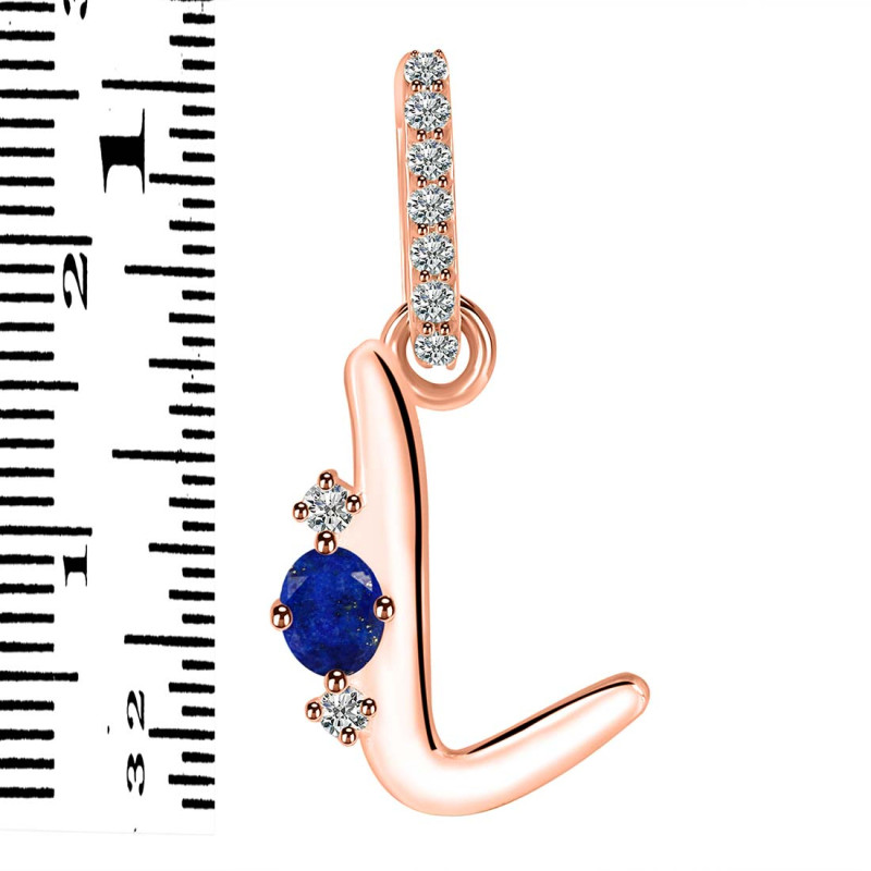 Lapis & White Topaz Alphabet L Pendant LLP-RDA-38.