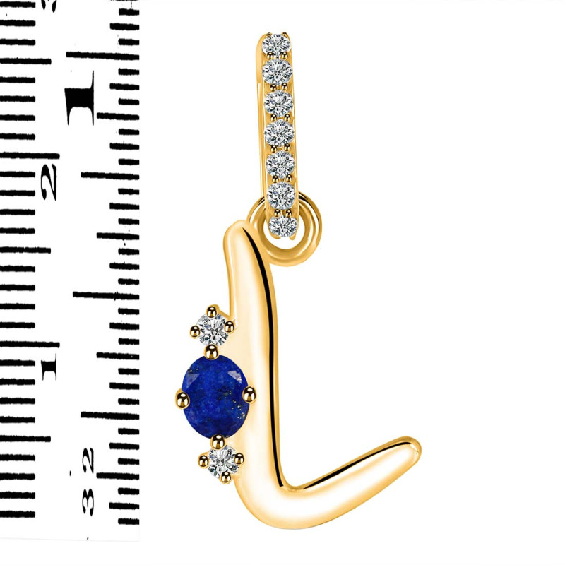 Lapis & White Topaz Alphabet L Pendant LLP-RDA-38.