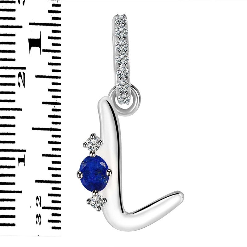 Lapis & White Topaz Alphabet L Pendant LLP-RDA-38.