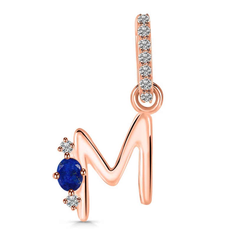 Lapis & White Topaz Alphabet M Pendant LLP-RDA-39.