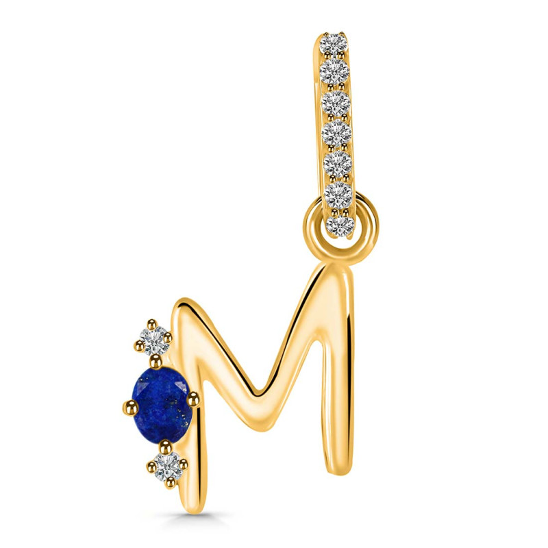 Lapis & White Topaz Alphabet M Pendant LLP-RDA-39.