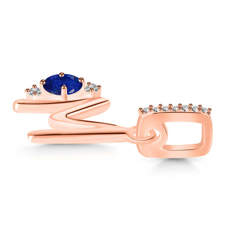Lapis & White Topaz Alphabet M Pendant LLP-RDA-39.