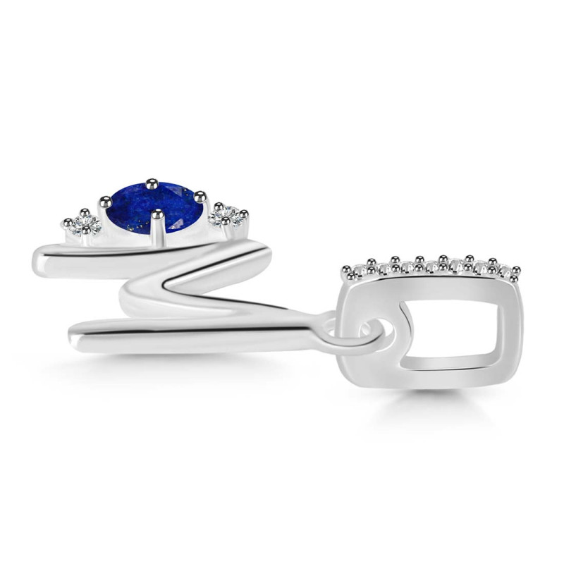Lapis & White Topaz Alphabet M Pendant