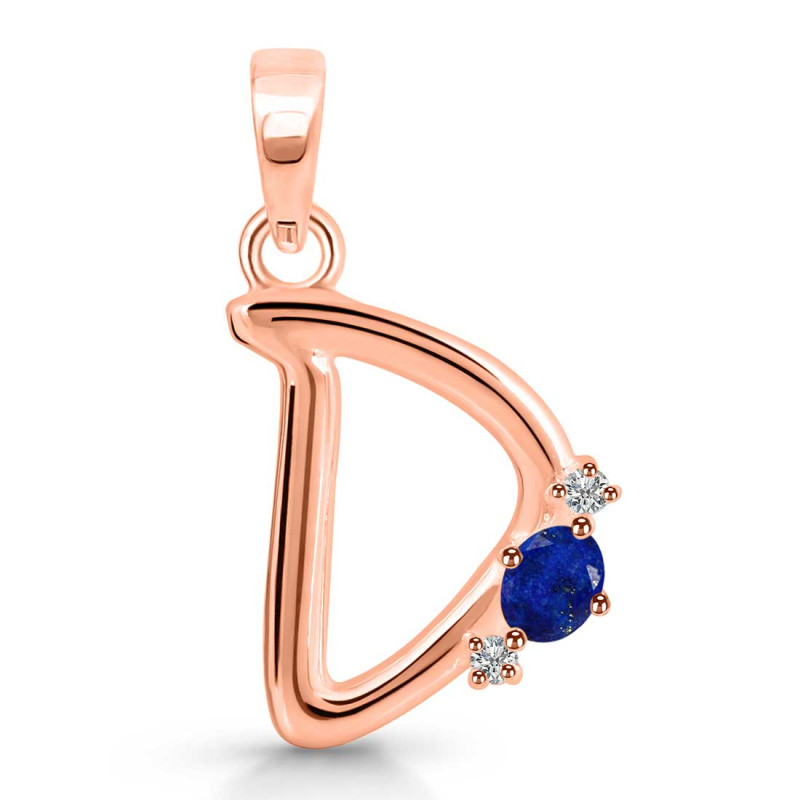 Lapis & White Topaz Alphabet D Pendant LLP-RDA-4.