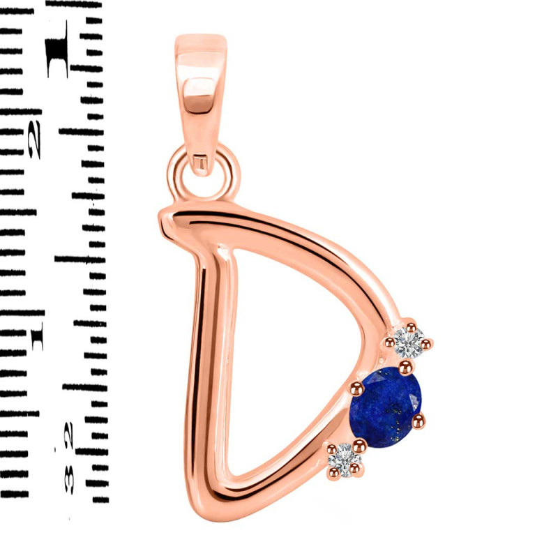 Lapis & White Topaz Alphabet D Pendant LLP-RDA-4.