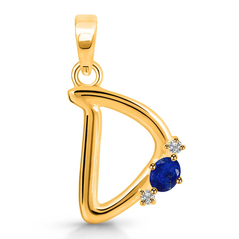 Lapis & White Topaz Alphabet D Pendant LLP-RDA-4.