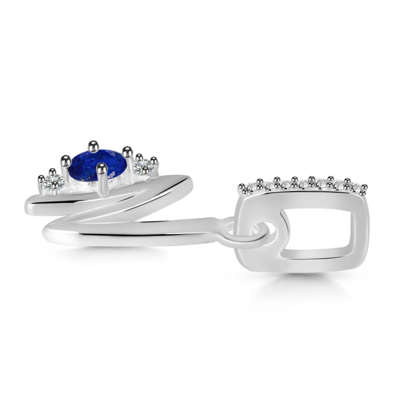Lapis & White Topaz Alphabet N Pendant