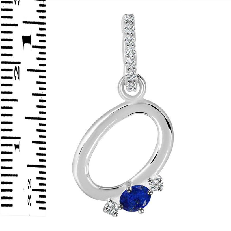 Lapis & White Topaz Alphabet O Pendant LLP-RDA-41.