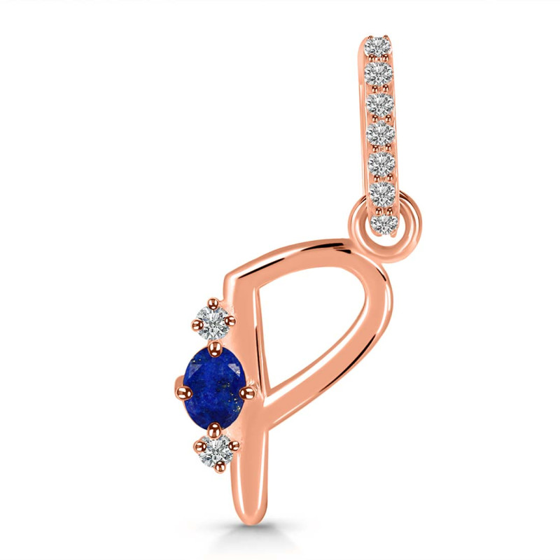 Lapis & White Topaz Alphabet P Pendant LLP-RDA-42.