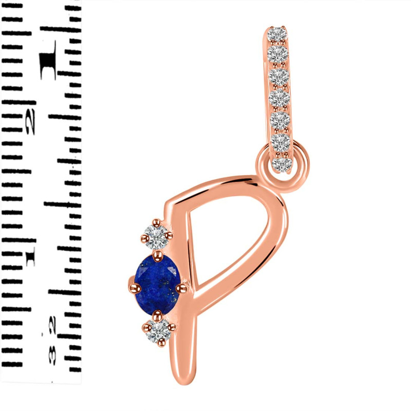 Lapis & White Topaz Alphabet P Pendant LLP-RDA-42.