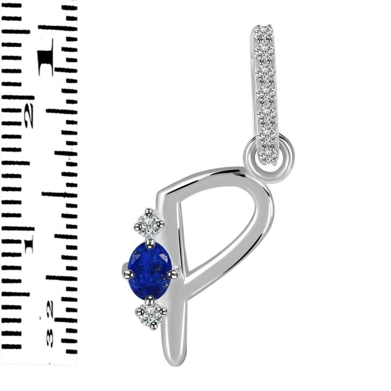 Lapis & White Topaz Alphabet P Pendant LLP-RDA-42.
