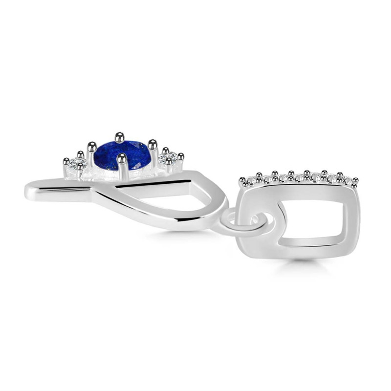 Lapis & White Topaz Alphabet P Pendant