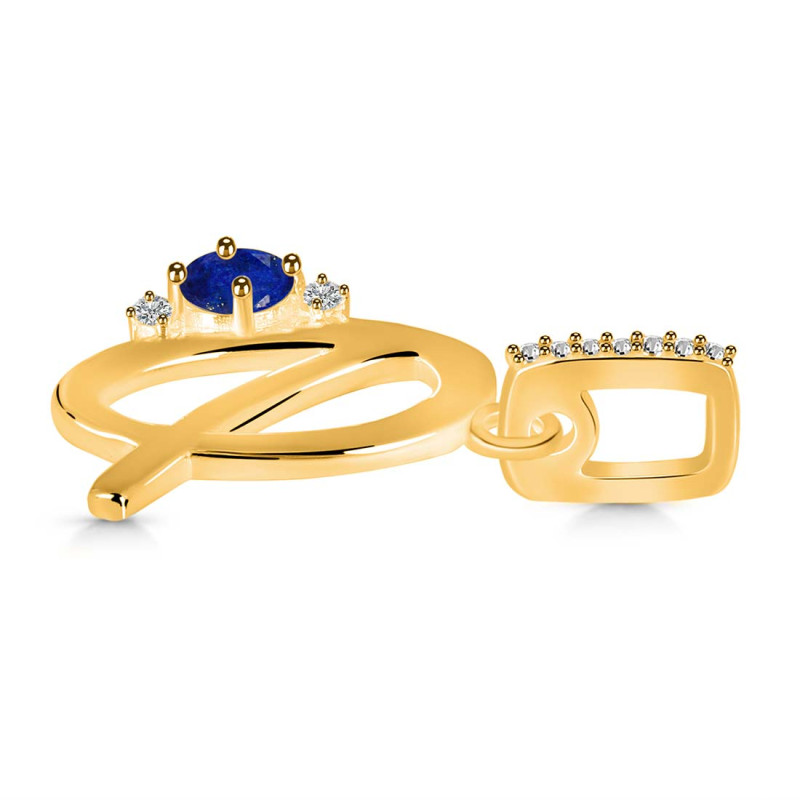 Lapis & White Topaz Alphabet Q Pendant LLP-RDA-43.