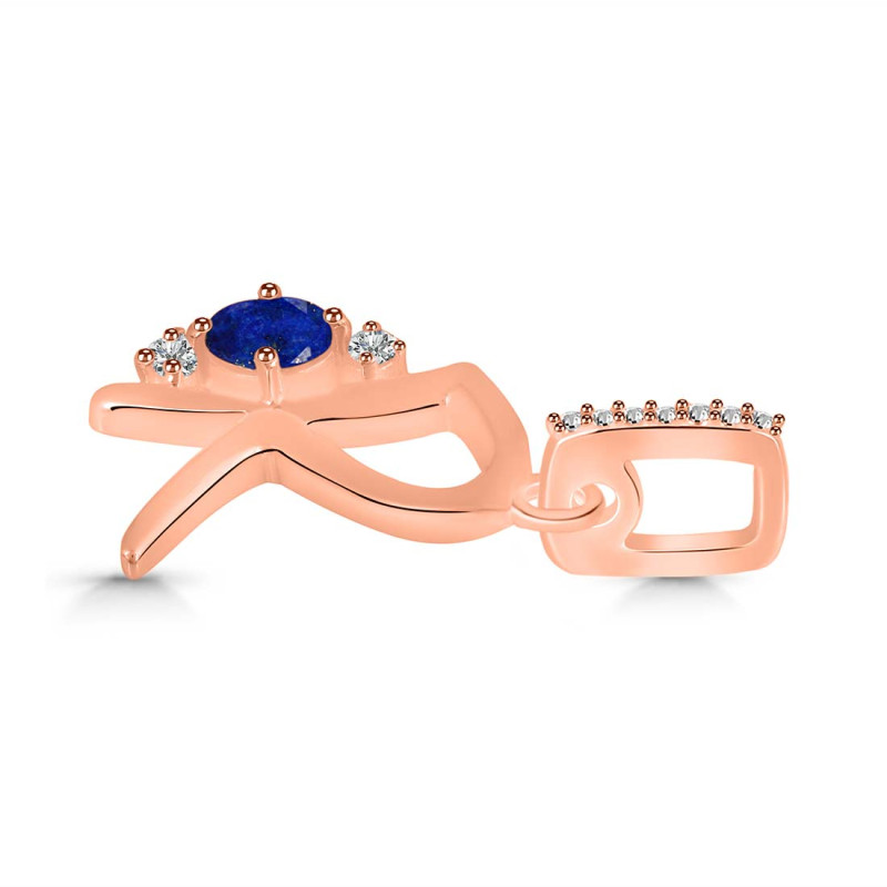 Lapis & White Topaz Alphabet R Pendant LLP-RDA-44.