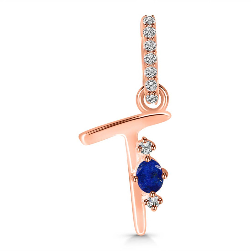 Lapis & White Topaz Alphabet T Pendant LLP-RDA-46.