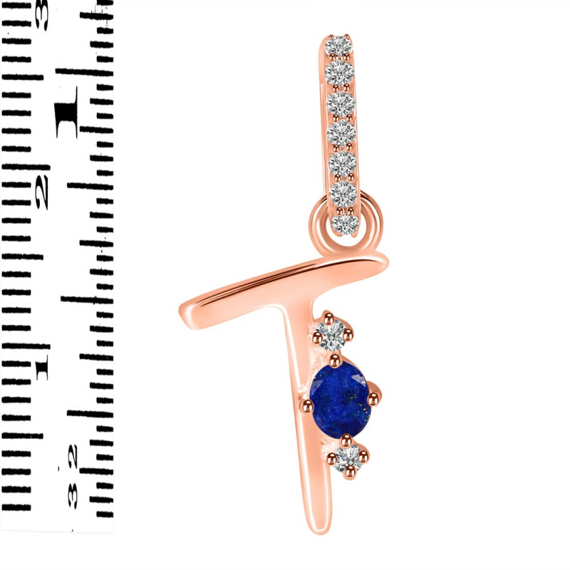 Lapis & White Topaz Alphabet T Pendant LLP-RDA-46.
