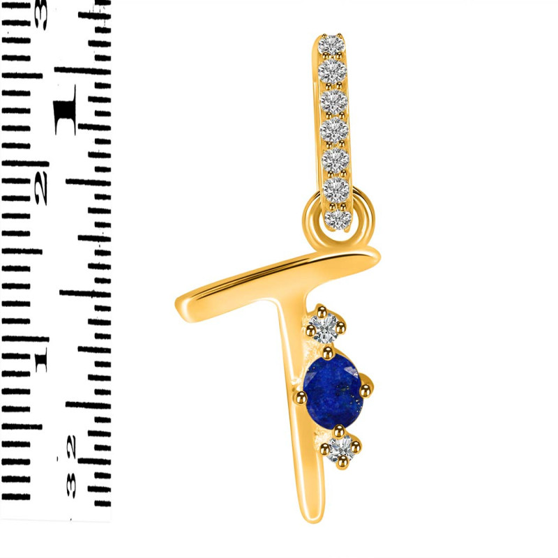 Lapis & White Topaz Alphabet T Pendant LLP-RDA-46.