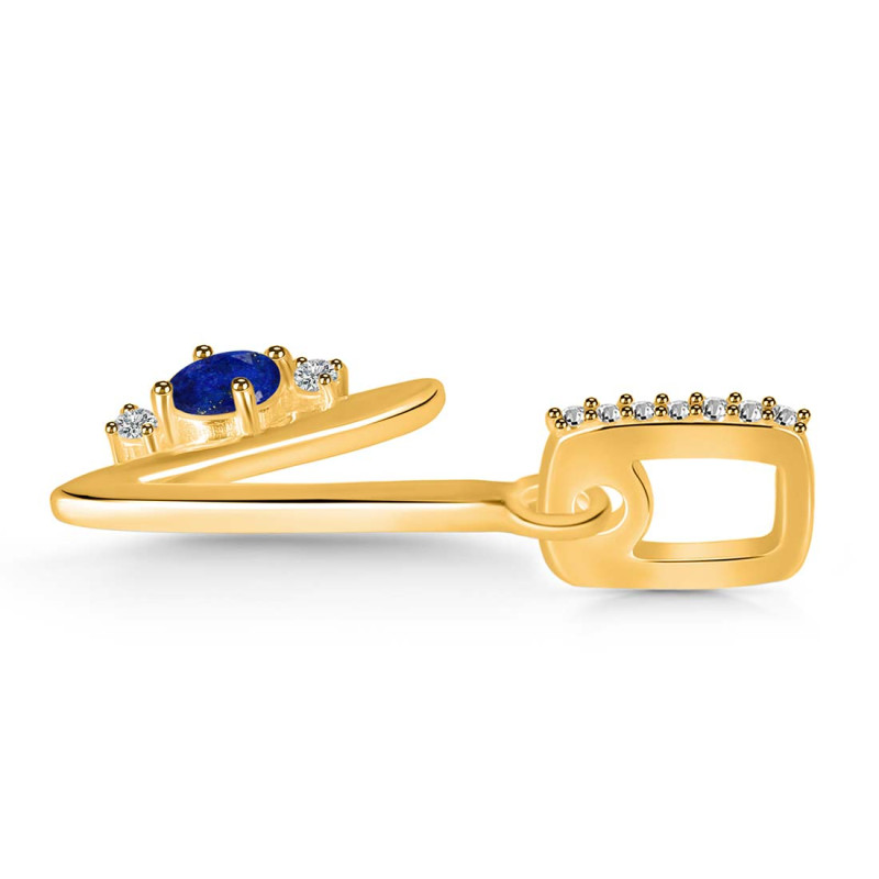 Lapis & White Topaz Alphabet V Pendant LLP-RDA-48.