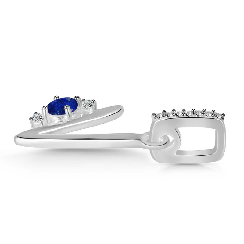 Lapis & White Topaz Alphabet V Pendant