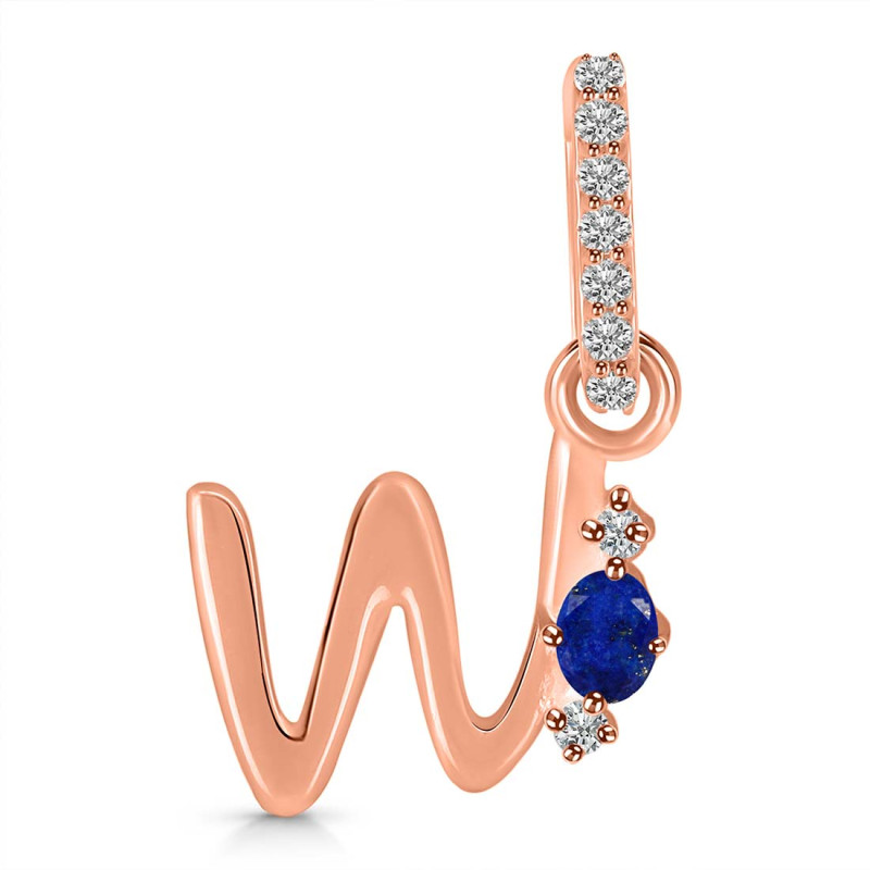 Lapis & White Topaz Alphabet W Pendant LLP-RDA-49.