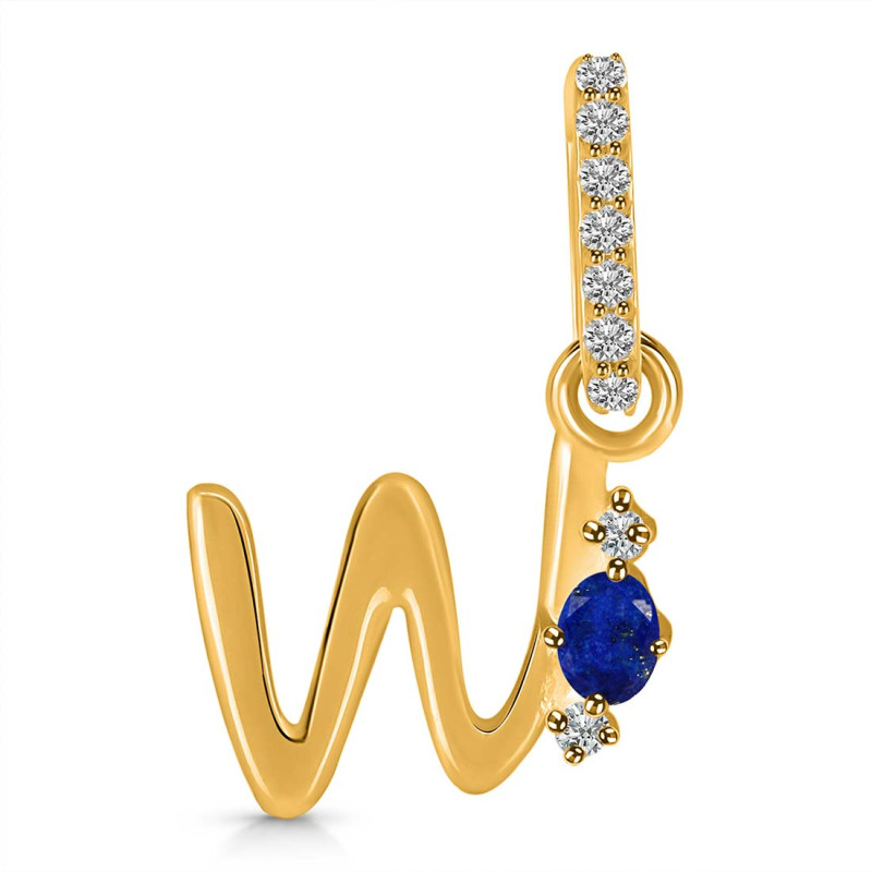 Lapis & White Topaz Alphabet W Pendant LLP-RDA-49.