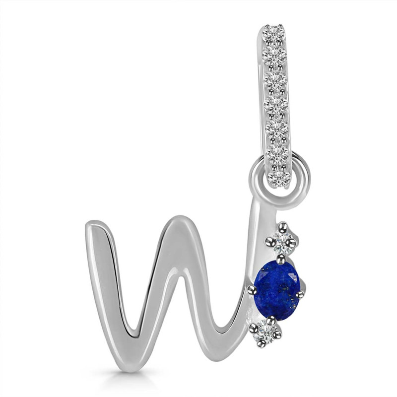 Lapis & White Topaz Alphabet W Pendant LLP-RDA-49.