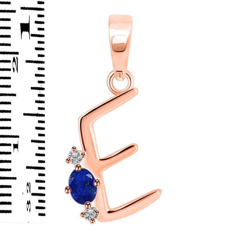 Lapis & White Topaz Alphabet E Pendant LLP-RDA-5.