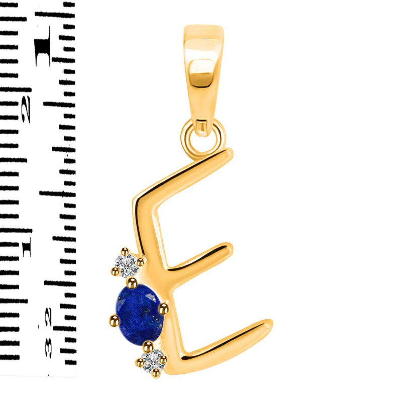 Lapis & White Topaz Alphabet E Pendant LLP-RDA-5.