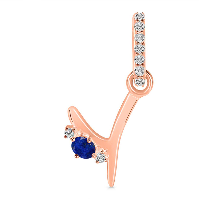 Lapis & White Topaz Alphabet Y Pendant LLP-RDA-51.