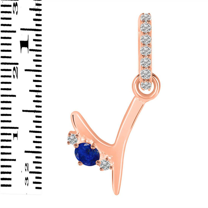 Lapis & White Topaz Alphabet Y Pendant LLP-RDA-51.